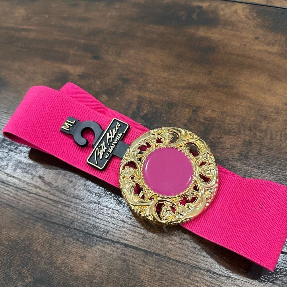 NWT Vtg‎ Deadstock Bill Blass For Harwell Women's Flower Buckle Belt Pink M/L